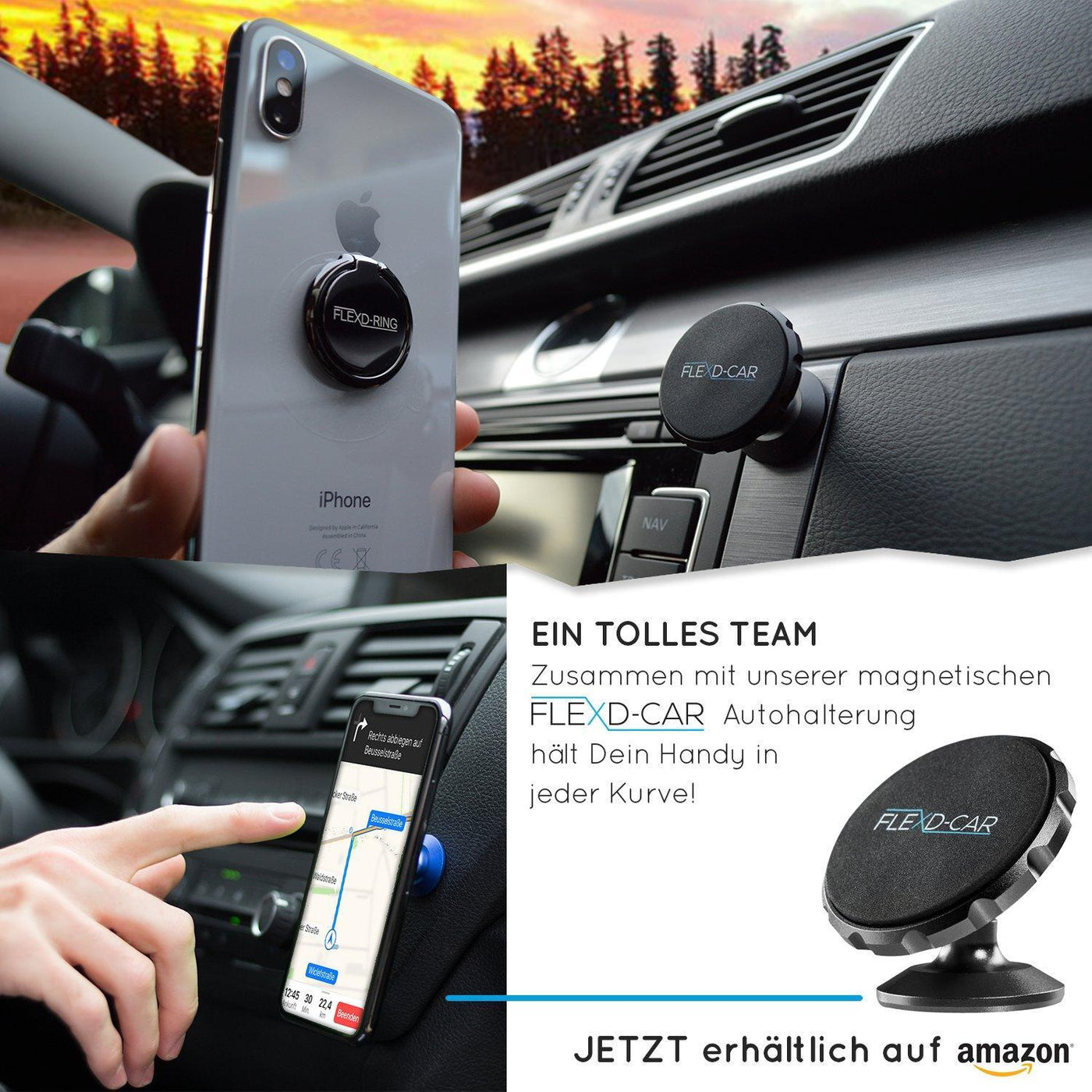 FLEXD-RING Hochwertiger Handy Fingerhalter inkl. 2x Wandhalterung Smartphone Flexd-x 